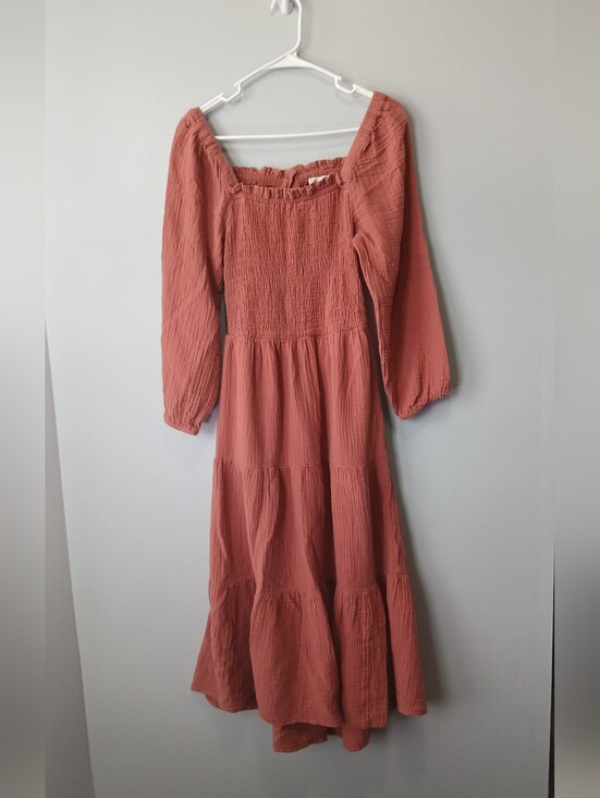 beachlunchlounge Dresses & Skirts - Midi Tiered Milkmaid Dress Womens Small Festival Cottagecore Boho Pockets